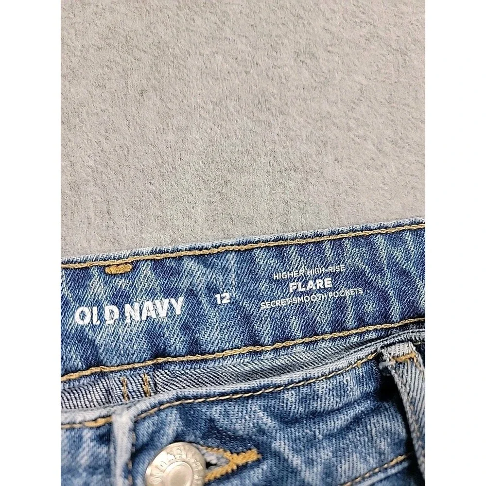Old Navy Flare Jeans Womens‎ 12 33x31.5  Medium Blue Stretch High Rise Boho - Picture 9 of 13